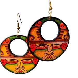 RARE FIND Vintage Handcrafted Leather Earrings